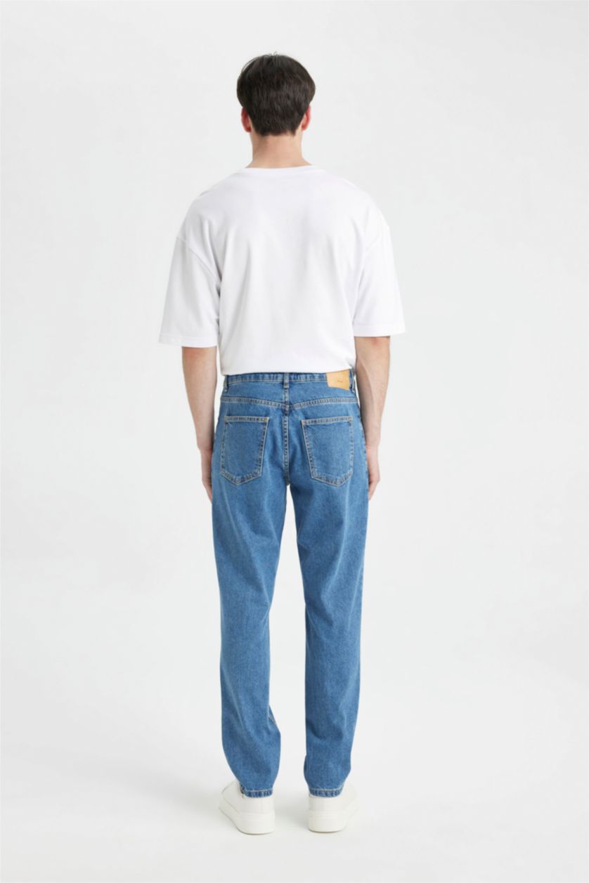 MAN Blue Regular Tapered Fit Trousers