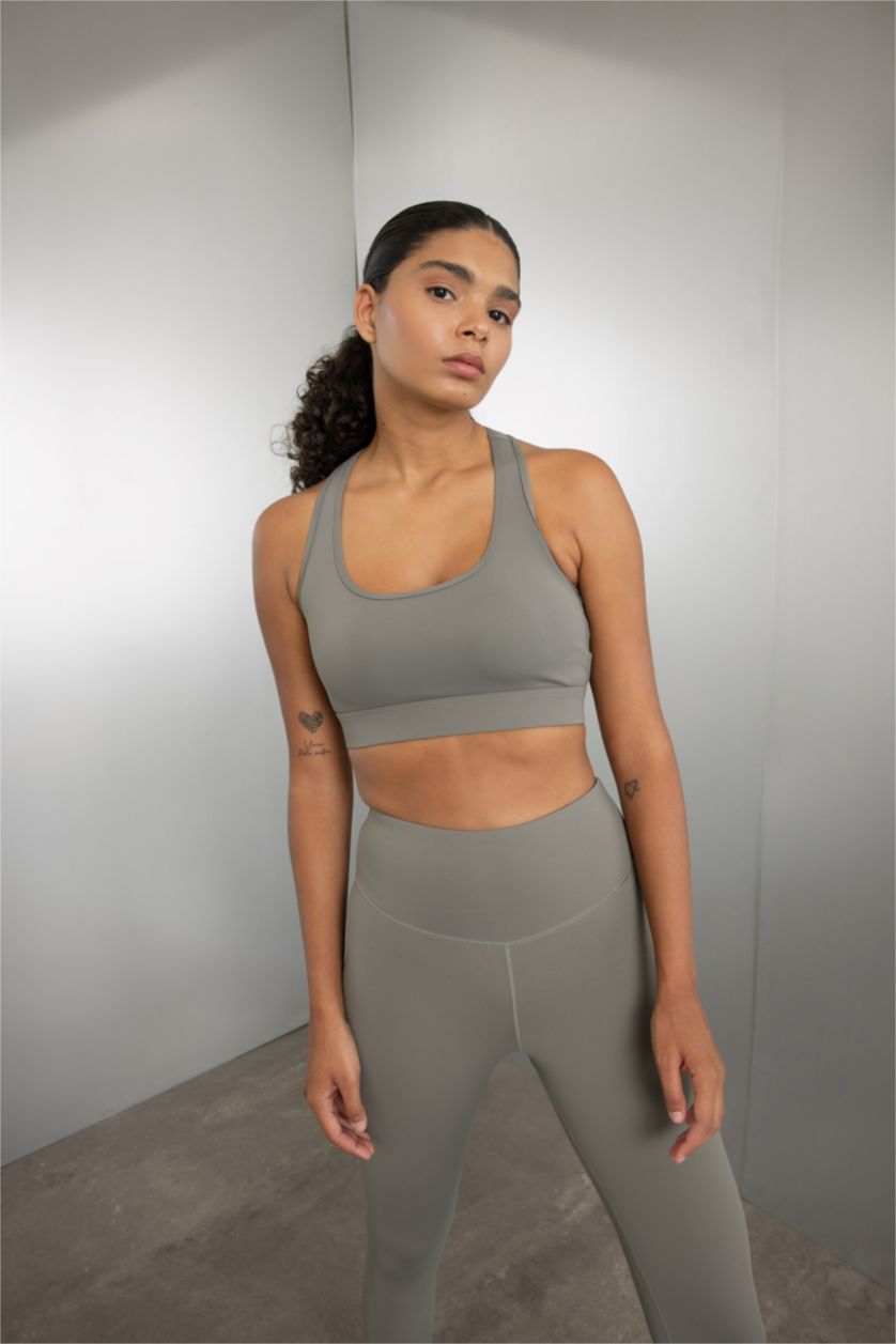 Женщины Хаки Спортивный бюстгальтер, DeFactoFit