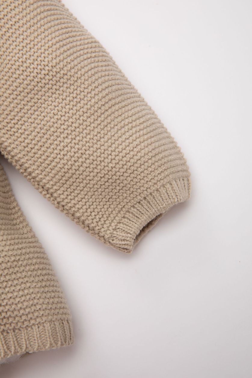 Kız Bebek Taş Düğmeli Basic Düz Uzun Kollu Triko Hırka Kız Bebek