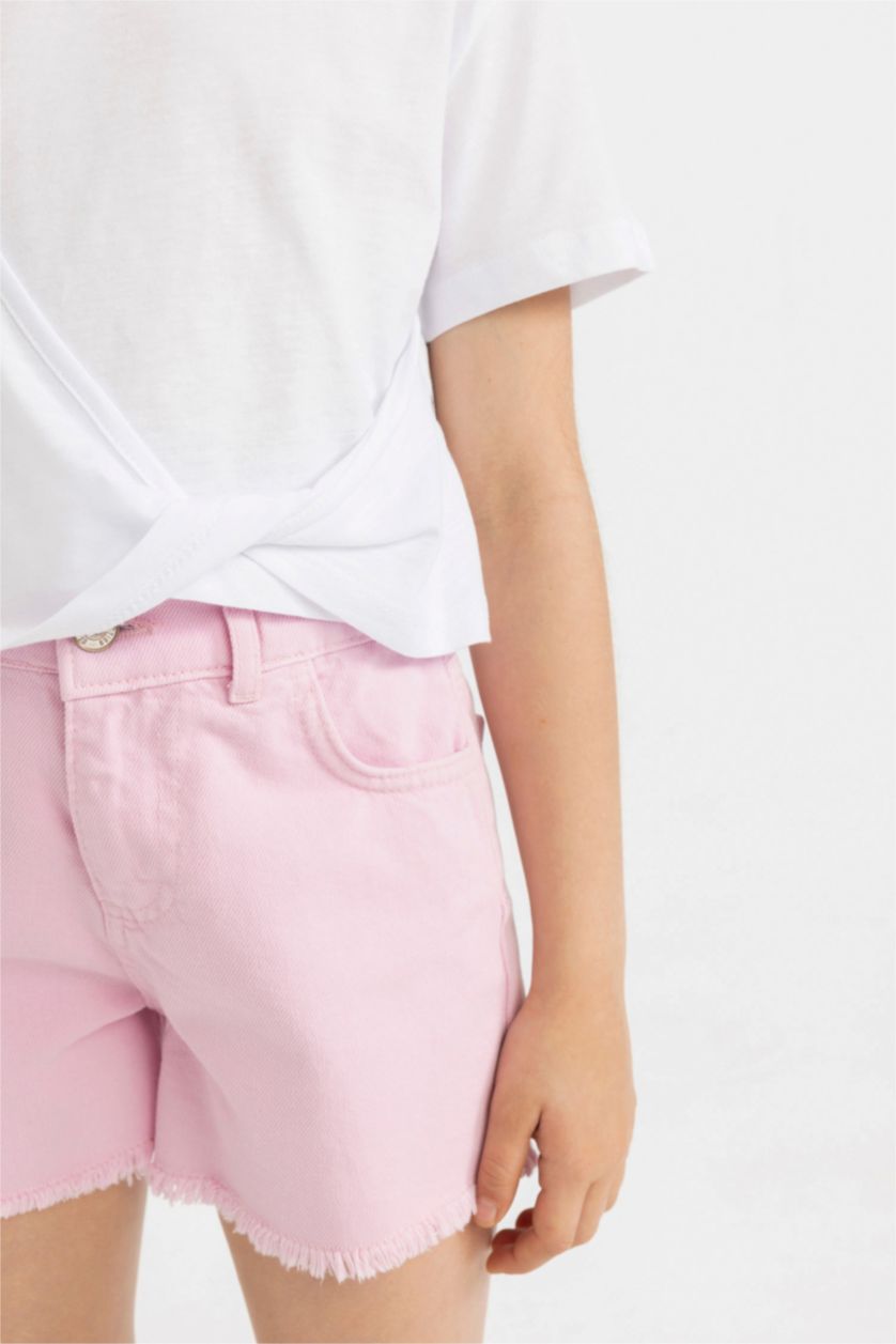 Kız Çocuk - Genç Kız Violet Beyaz Relax Fit Bisiklet Yaka Basic Düz Kısa Kollu Tişört Kız Çocuk