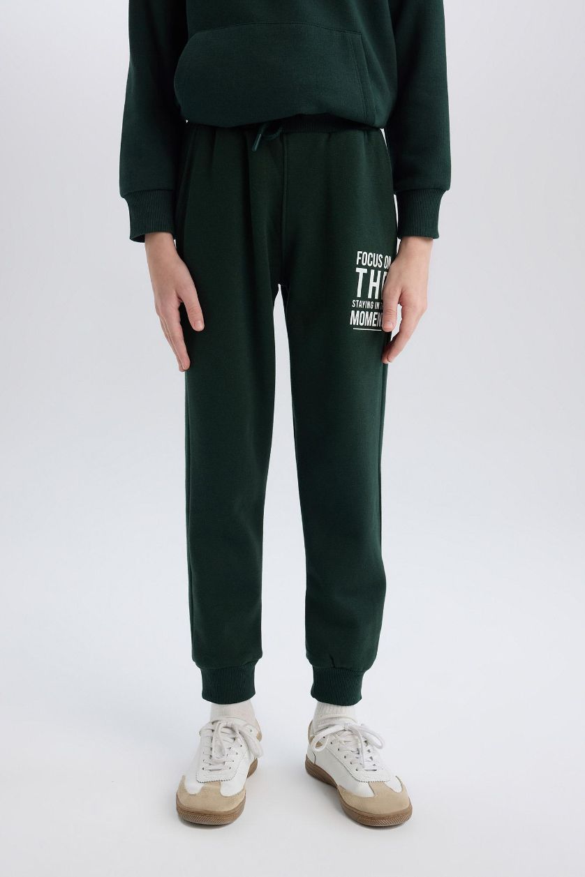 أولادي أخضر غامق بنطلون سويت بانتس تقيل برجل مطاطي