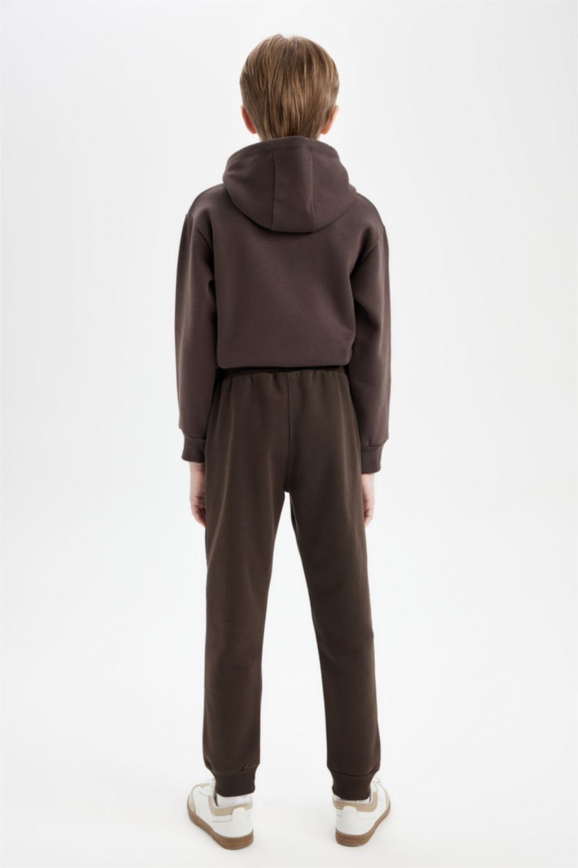 Erkek Çocuk - Genç Erkek Kahve Erkek Çocuk Beli Paçası Lastikli Cepli Baskılı Jogger Eşofman Altı