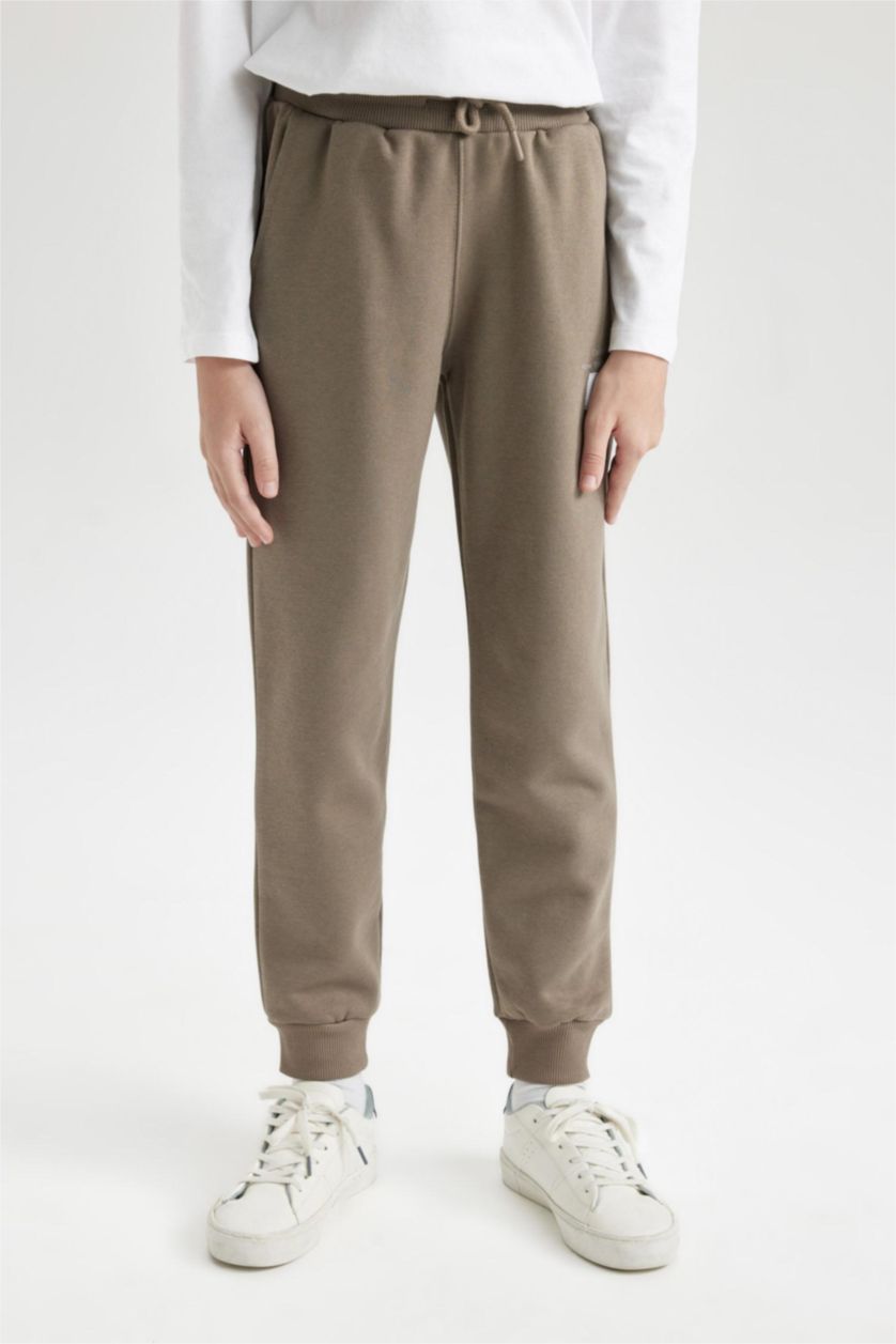 GARÇONS Beige Pantalon de survêtement en tissu épais à taille élastique pour Garçon