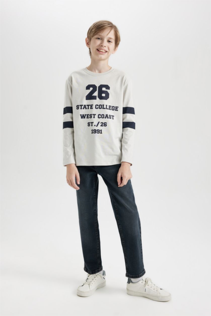 GARÇONS Gris Clair T-Shirt imprimé à Manches Longues et Col rond pour Garçon