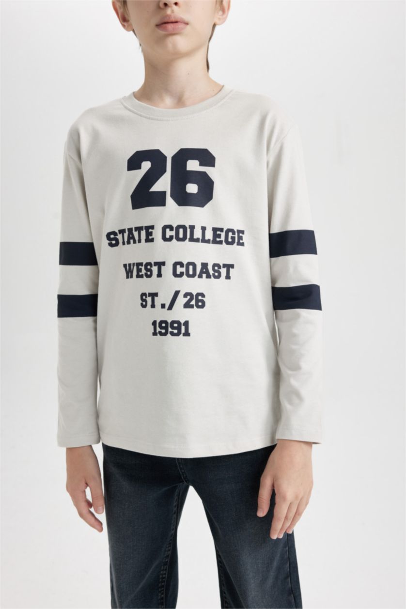 GARÇONS Gris Clair T-Shirt imprimé à Manches Longues et Col rond pour Garçon