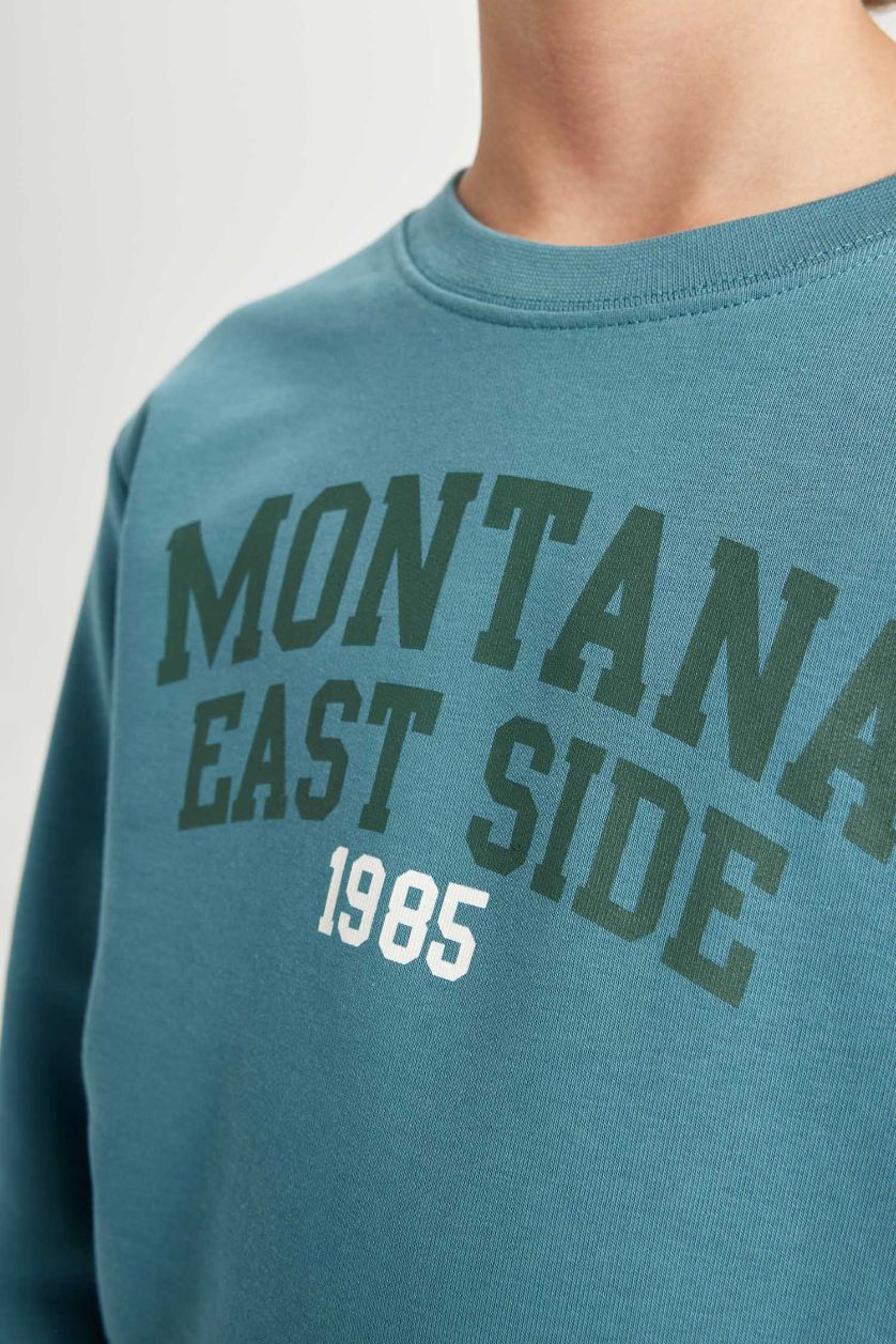 Мальчики и подростки Зеленый Свитшот с принтом для мальчиков