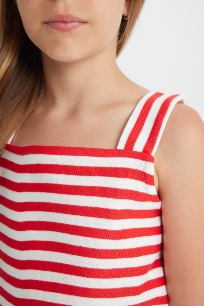 Kız Çocuk - Genç Kız Kırmızı Çizgili Sırtı Fiyonklu Atlet Kız Çocuk