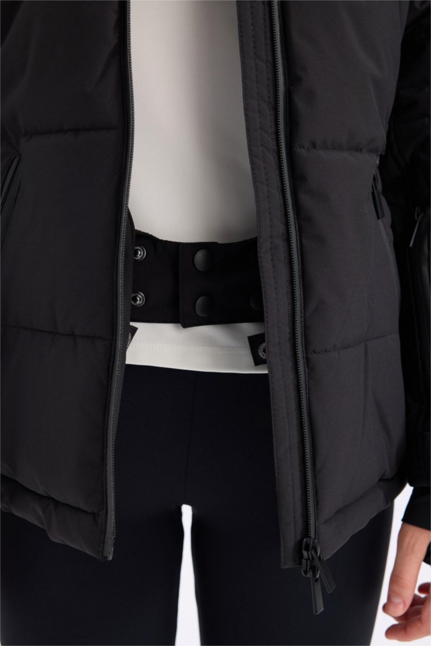 Женщины Черный Куртка водоотталкивающая с капюшоном, DeFactoFit