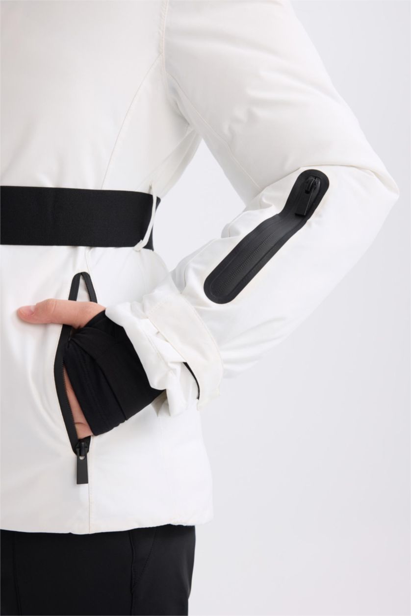 Женщины Белый Куртка водоотталкивающая с капюшоном, DeFactoFit