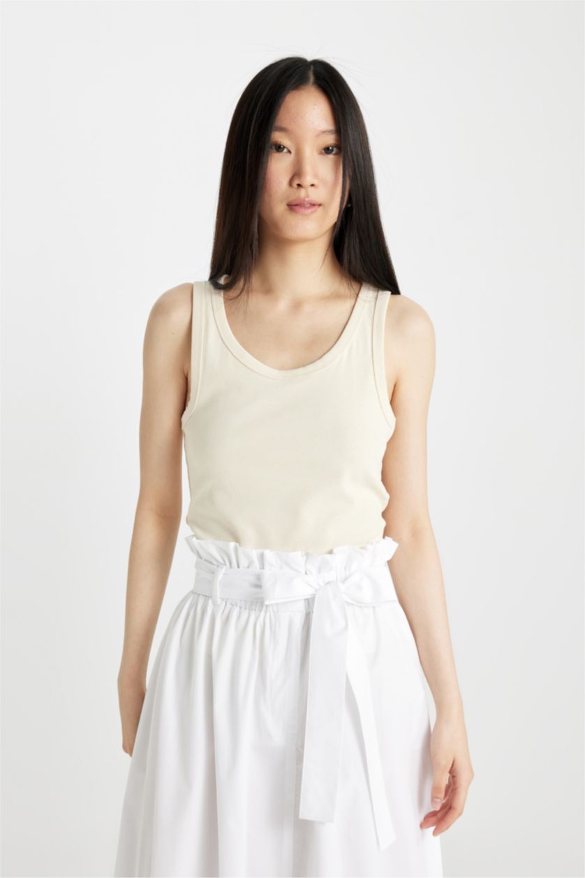 Kadın Taş Slım Fıt U Yaka Ribana Atlet