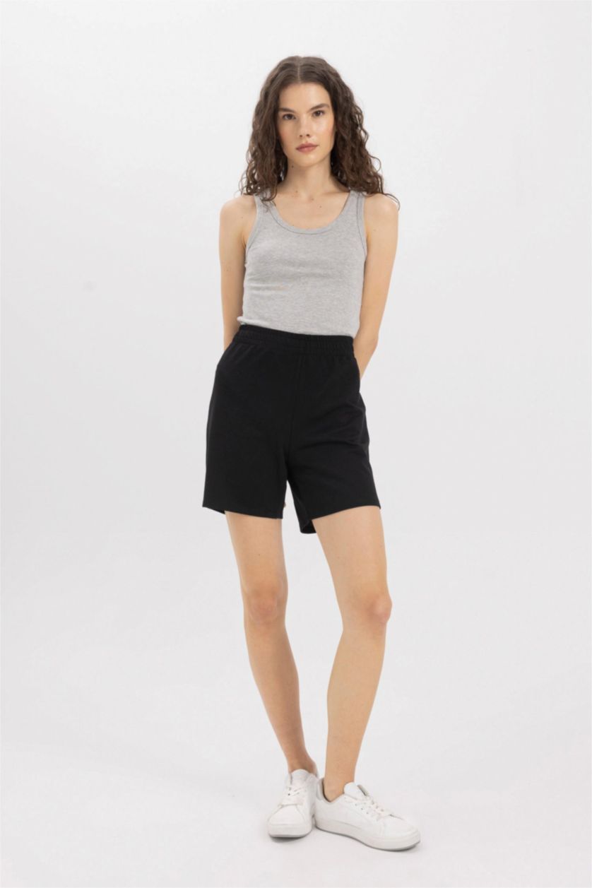 Kadın Gri Melanj Slim Fit Dar Kesim U Yaka Basic Düz Ribana Atlet