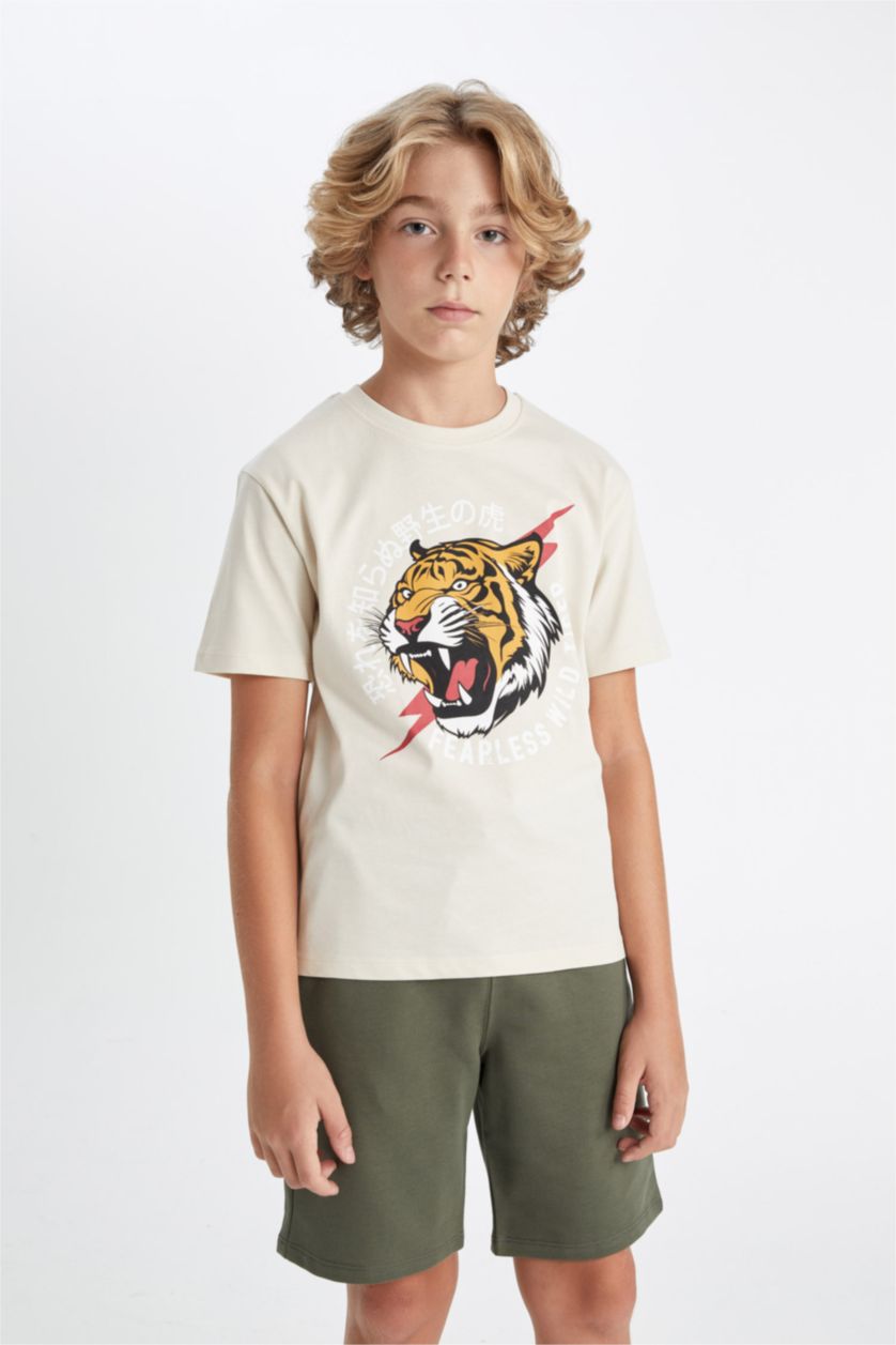 Erkek Çocuk - Genç Erkek Taş Erkek Çocuk 2'li Takım Baskılı Kısa Kollu Tişört Şort