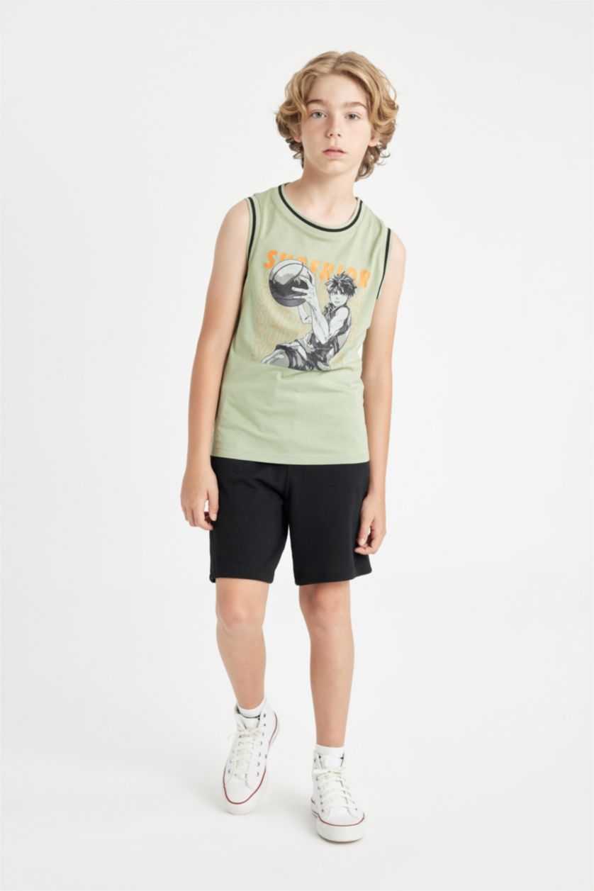 BOYS & TEENS Green Boy Printed T-Shirt Shorts 2 Piece Set