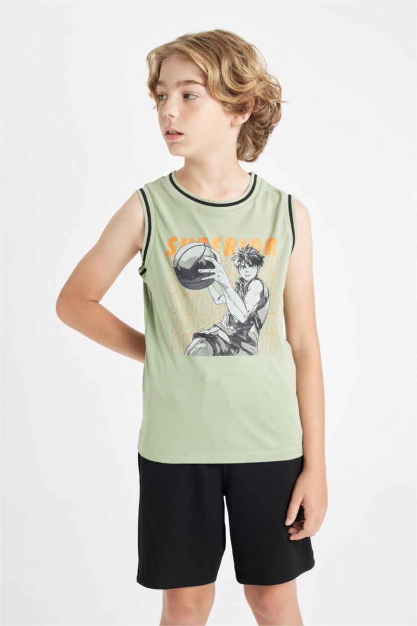 BOYS & TEENS Green Boy Printed T-Shirt Shorts 2 Piece Set