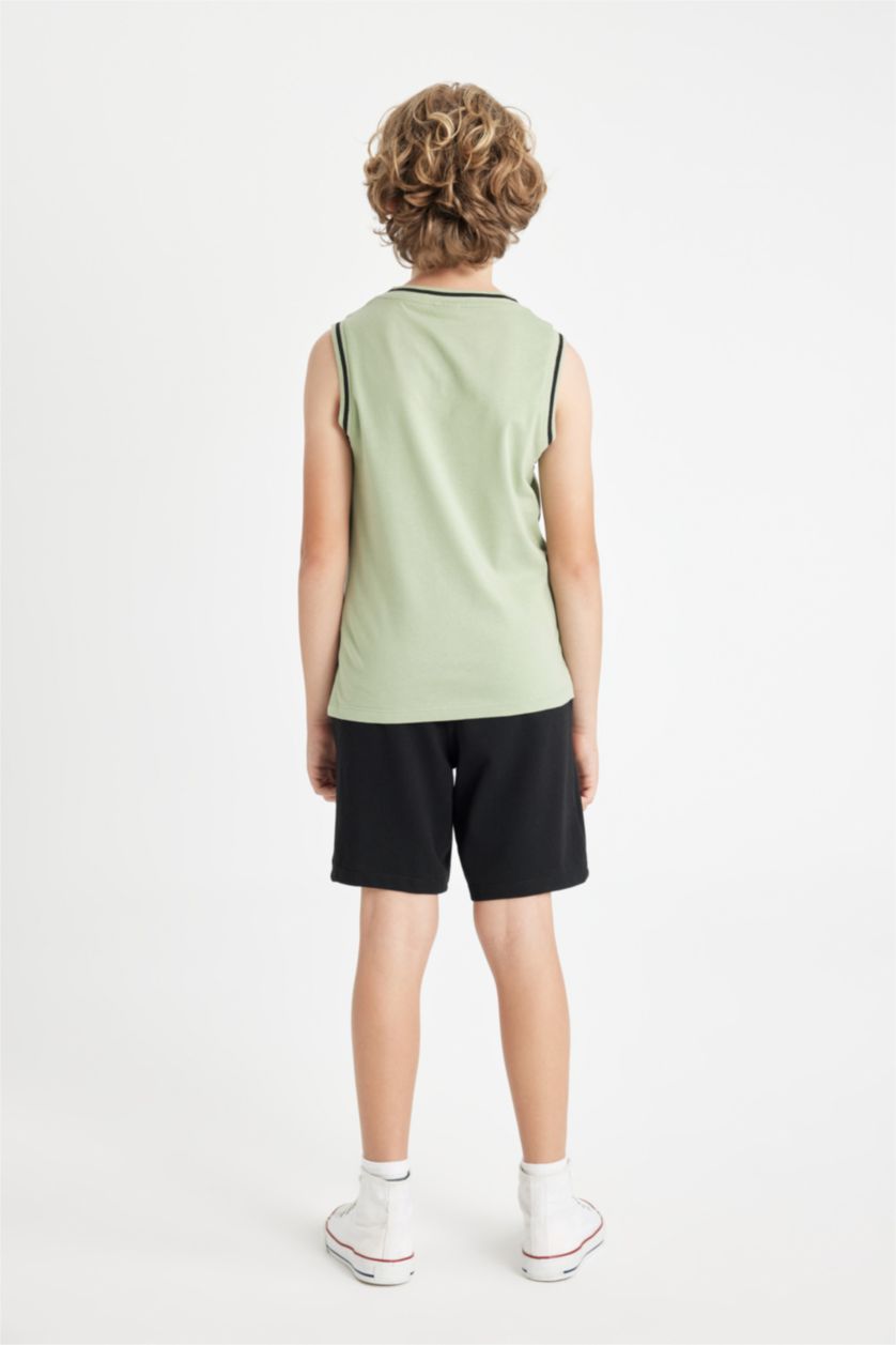 BOYS & TEENS Green Boy Printed T-Shirt Shorts 2 Piece Set