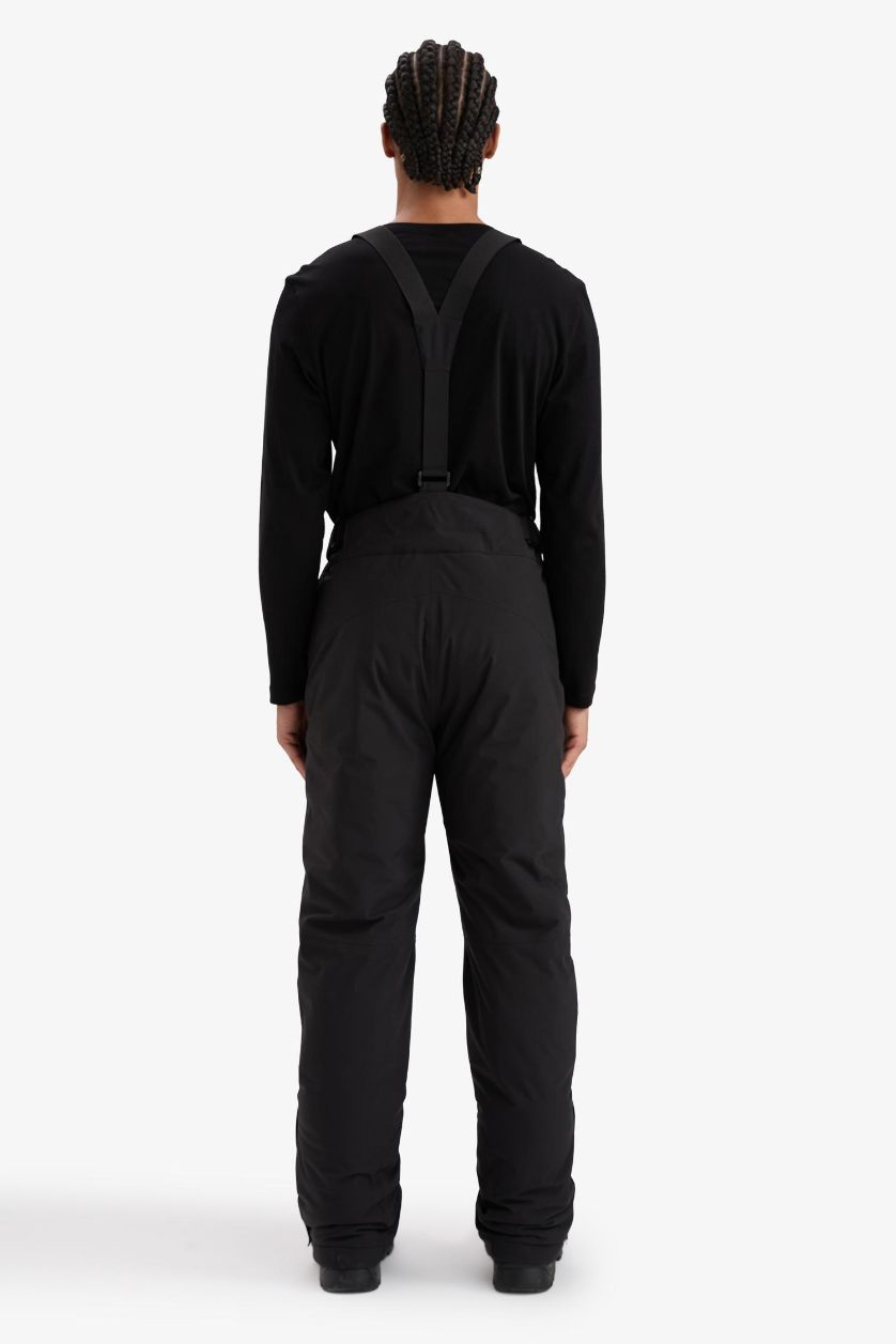 Erkek Siyah Regular Fit Fermuarlı Su Geçirmez Kayak Pantolonu