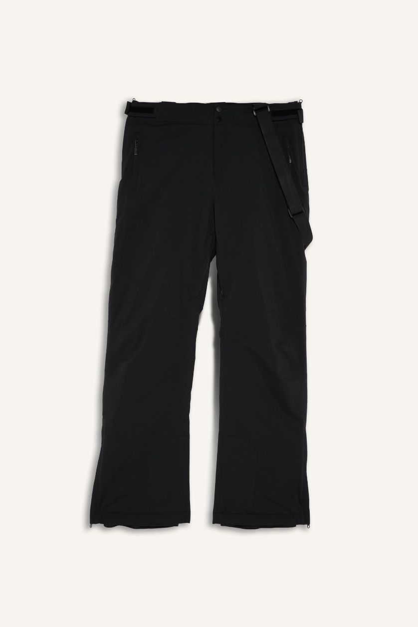 Erkek Siyah Regular Fit Fermuarlı Su Geçirmez Kayak Pantolonu