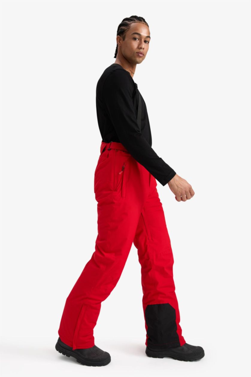 Erkek Kırmızı Regular Fit Fermuarlı Su Geçirmez Kayak Pantolonu