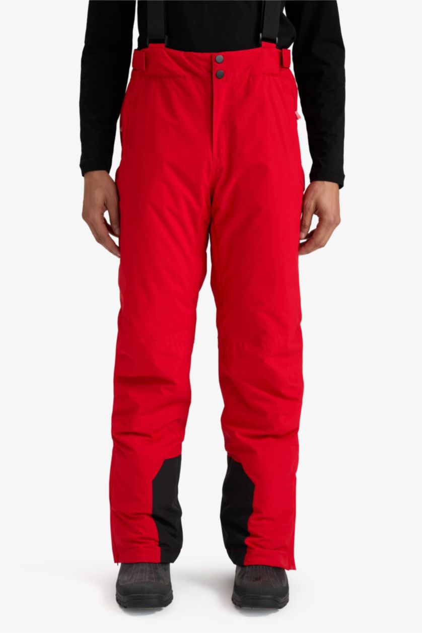 Erkek Kırmızı Regular Fit Fermuarlı Su Geçirmez Kayak Pantolonu