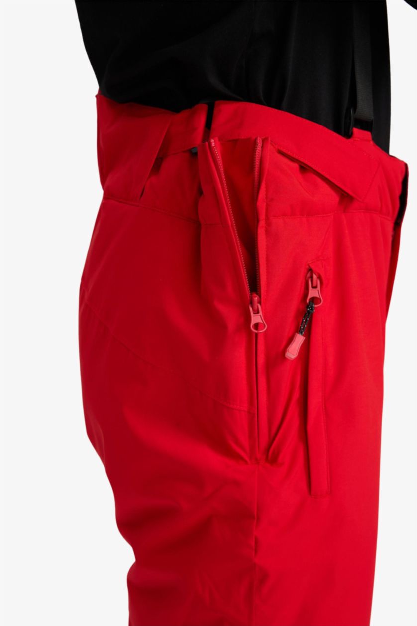 Erkek Kırmızı Regular Fit Fermuarlı Su Geçirmez Kayak Pantolonu