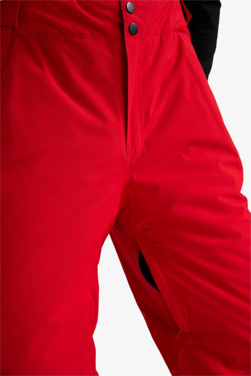 Erkek Kırmızı Regular Fit Fermuarlı Su Geçirmez Kayak Pantolonu