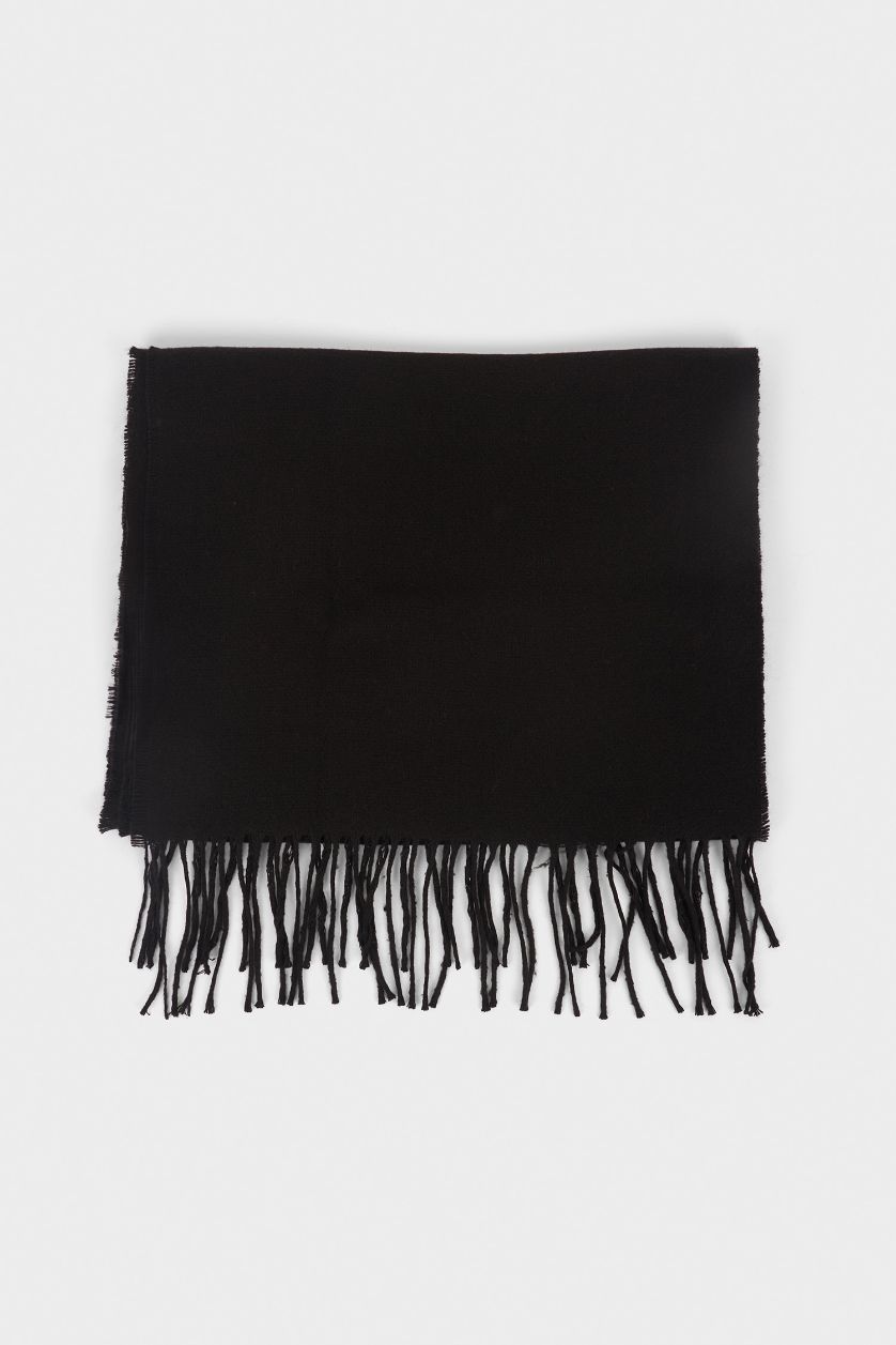 Kadın Siyah Kadın Yılbaşı Temalı Dokuma Atkı