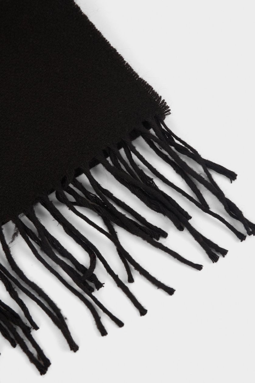 Kadın Siyah Kadın Yılbaşı Temalı Dokuma Atkı