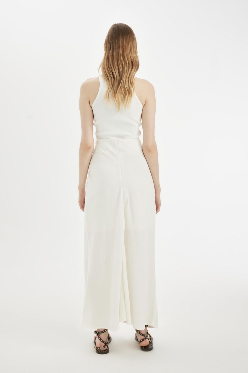 FEMME Blanc Jupe Longue en Lin Coupe A