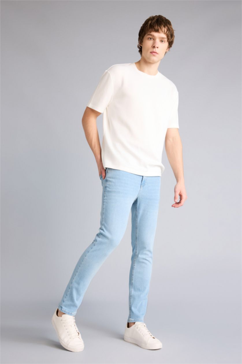 Man Light Blue Carlo Skinny Fit Extra Slim Fit Regular Waist Jeans
