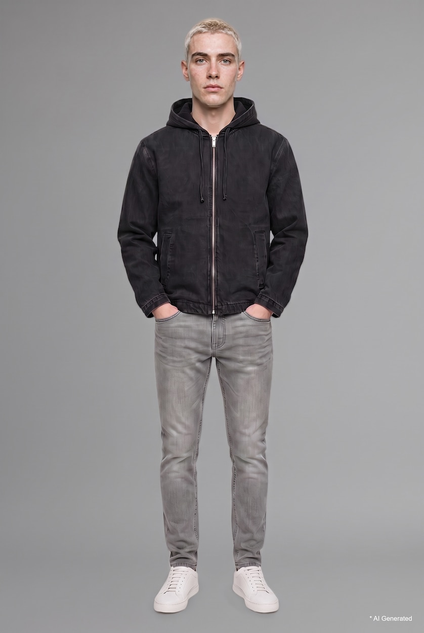 Men Grey Pedro Slim Fit Super Skinny Hem Jeans