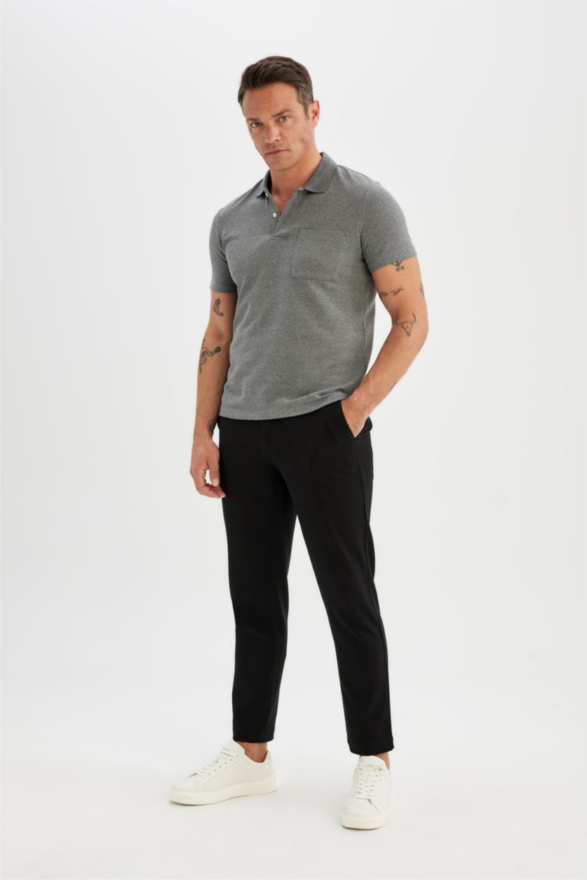 MAN Grey Melange Slim Fit Short Sleeve Polo Shirt