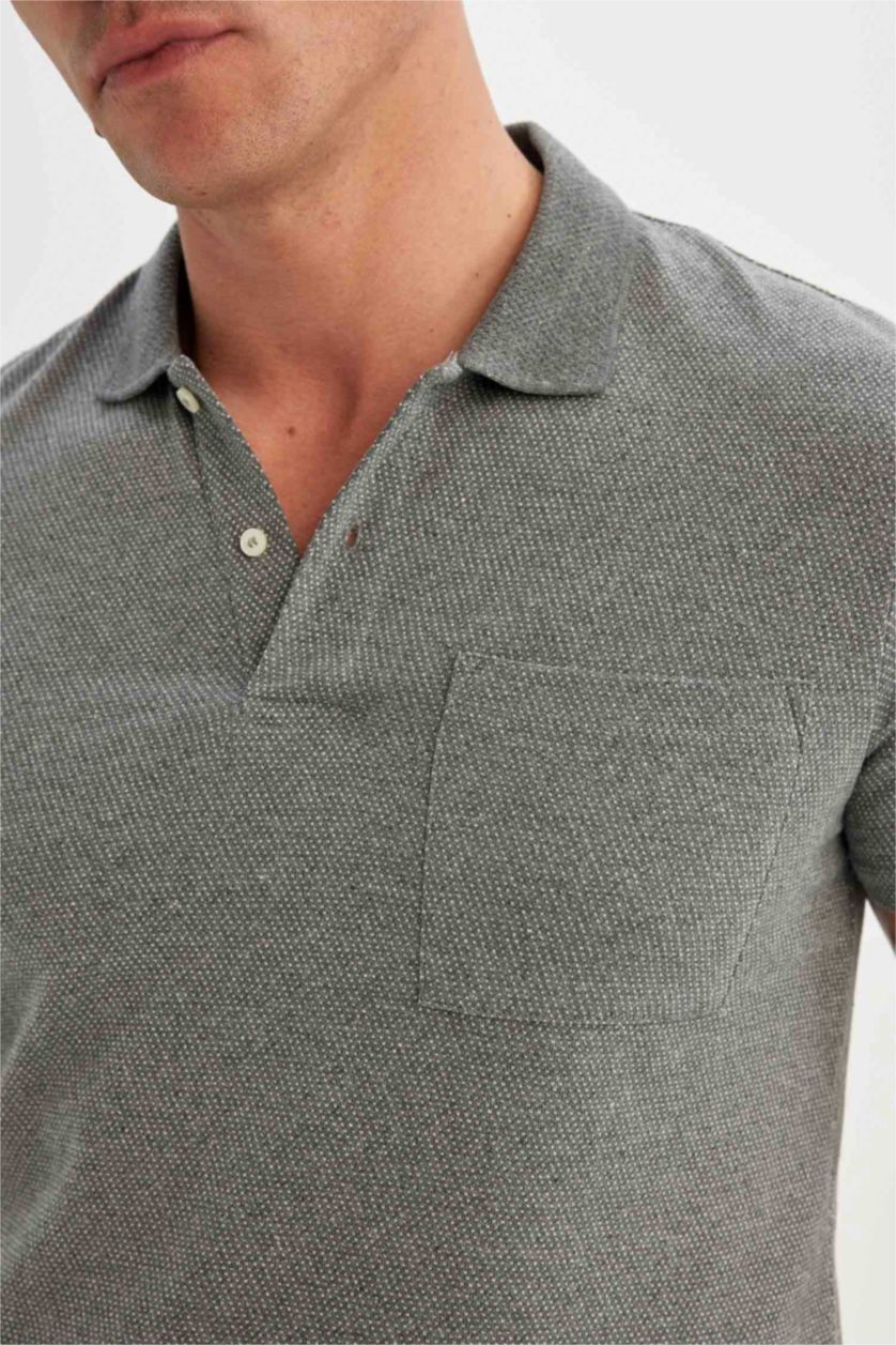 MAN Grey Melange Slim Fit Short Sleeve Polo Shirt