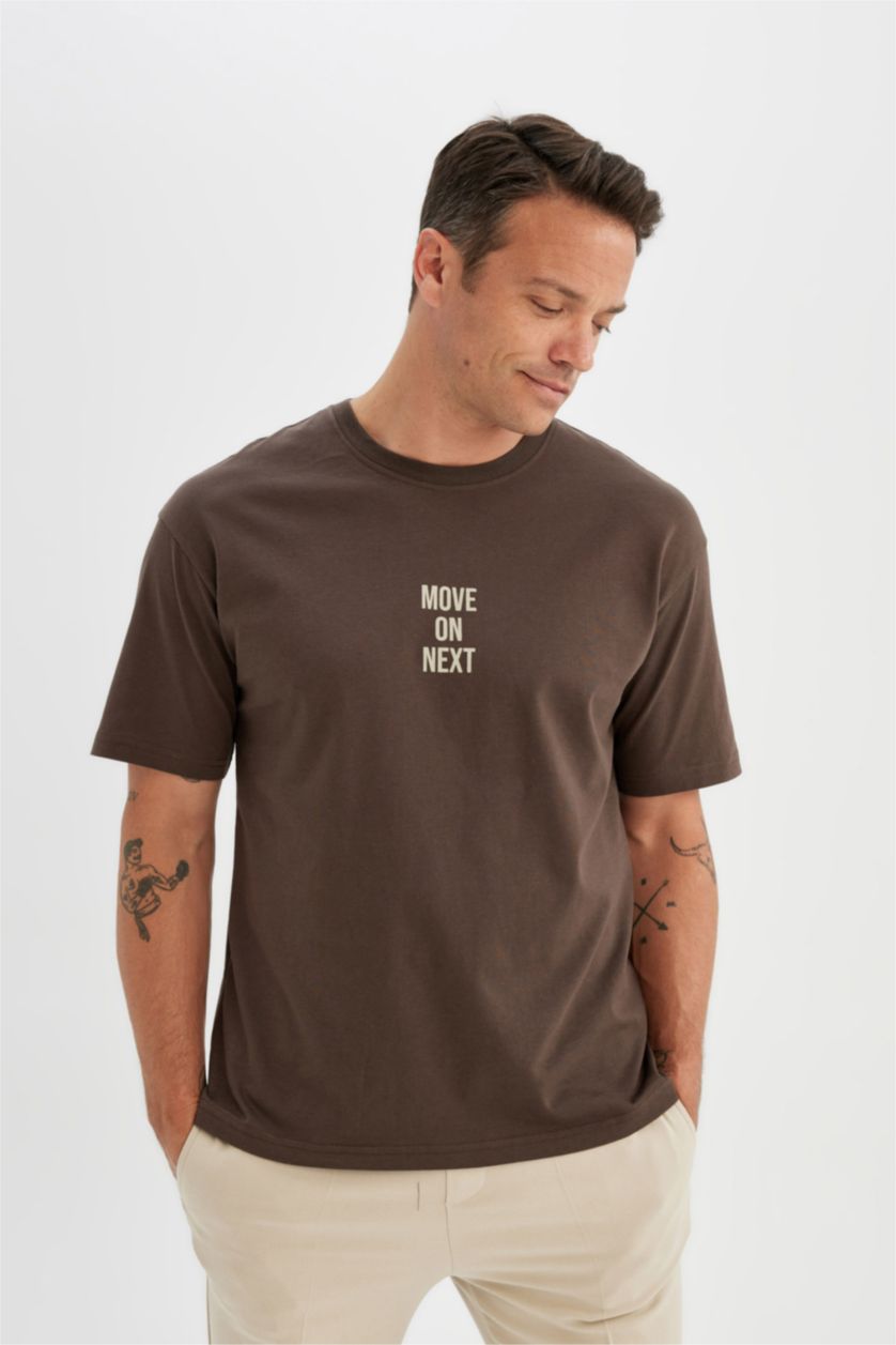 MAN Brown Relax Fit Crew Neck Short Sleeve T-Shirt