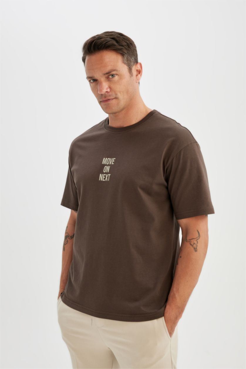 MAN Brown Relax Fit Crew Neck Short Sleeve T-Shirt