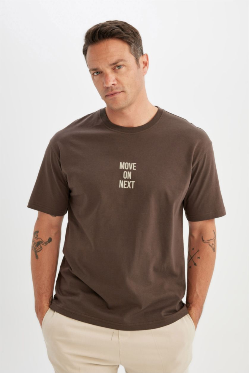 MAN Brown Relax Fit Crew Neck Short Sleeve T-Shirt