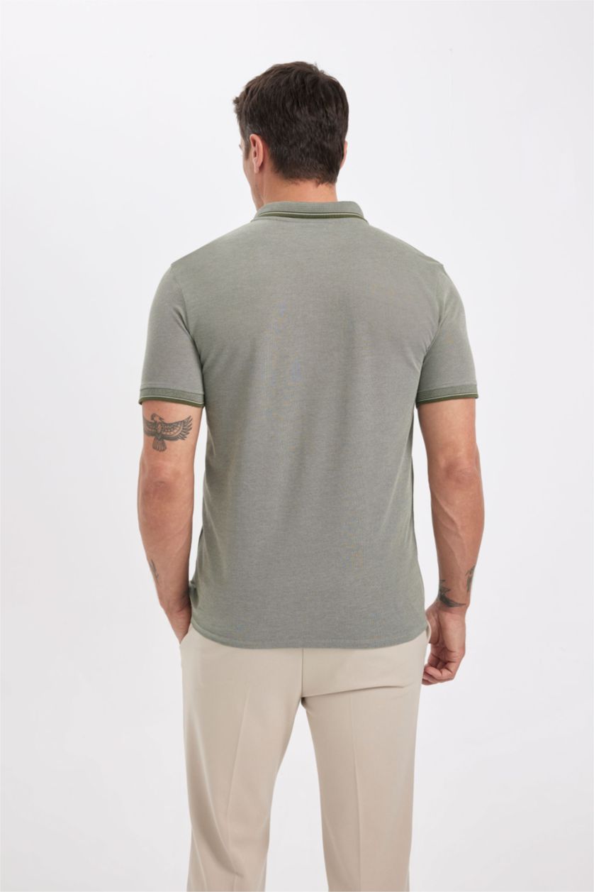 Erkek Haki Slım Fıt Pike Kısa Kollu Polo Tişört