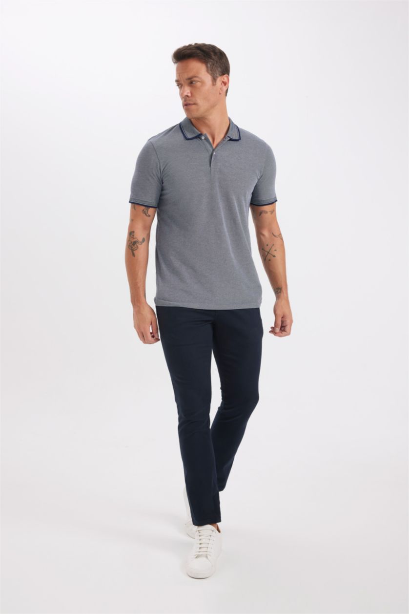 MAN NAVY Slim Fit Polo Cotton T-Shirt