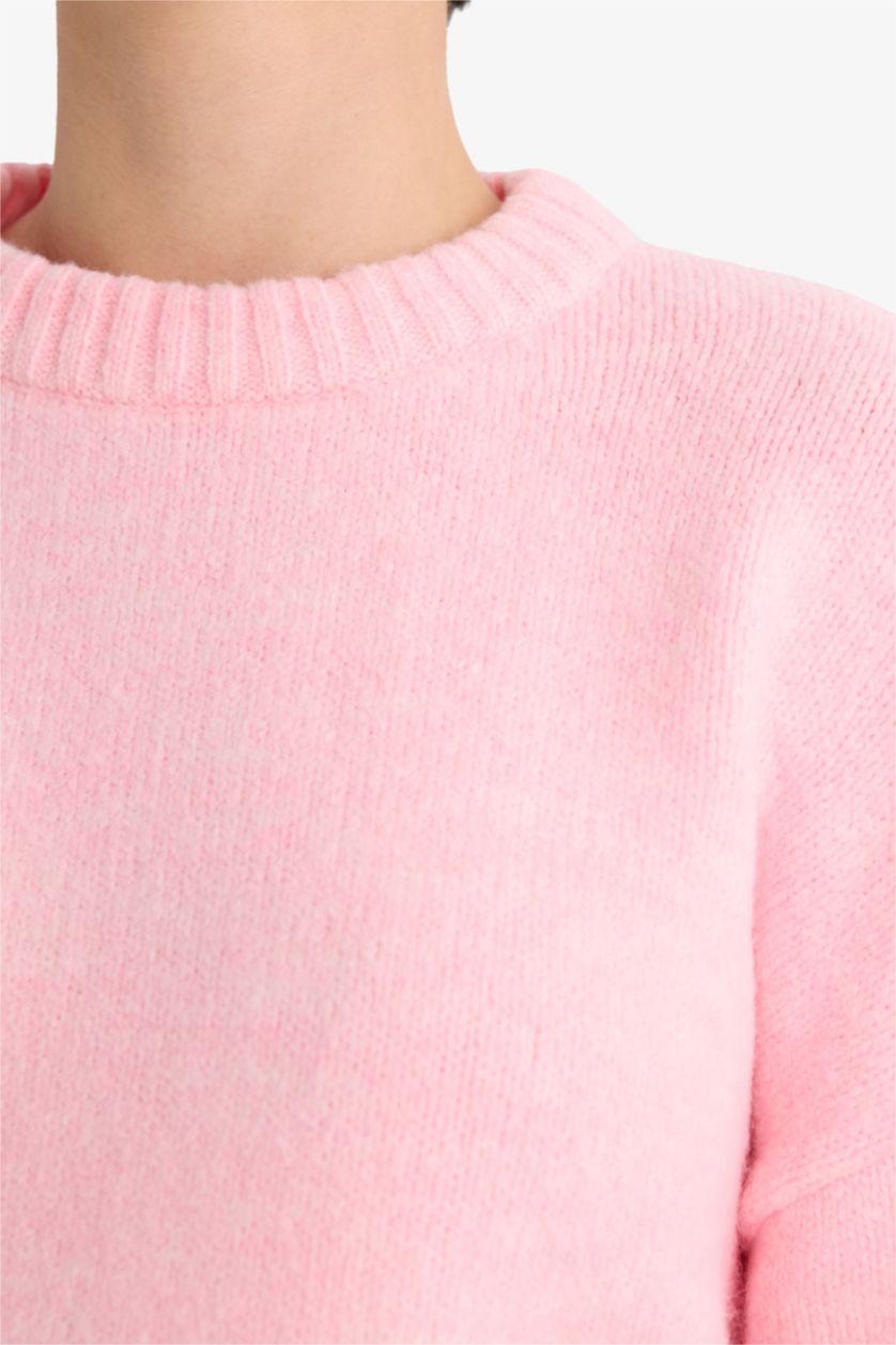 WOMAN Pink Oversize Fit Crew Neck Basic Knitwear Pullover