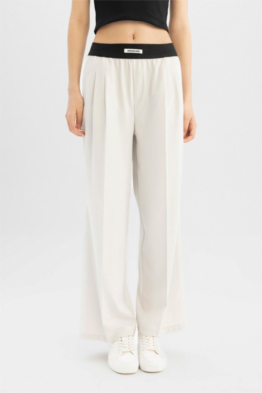 Woman Light Grey Wide Leg Trousers