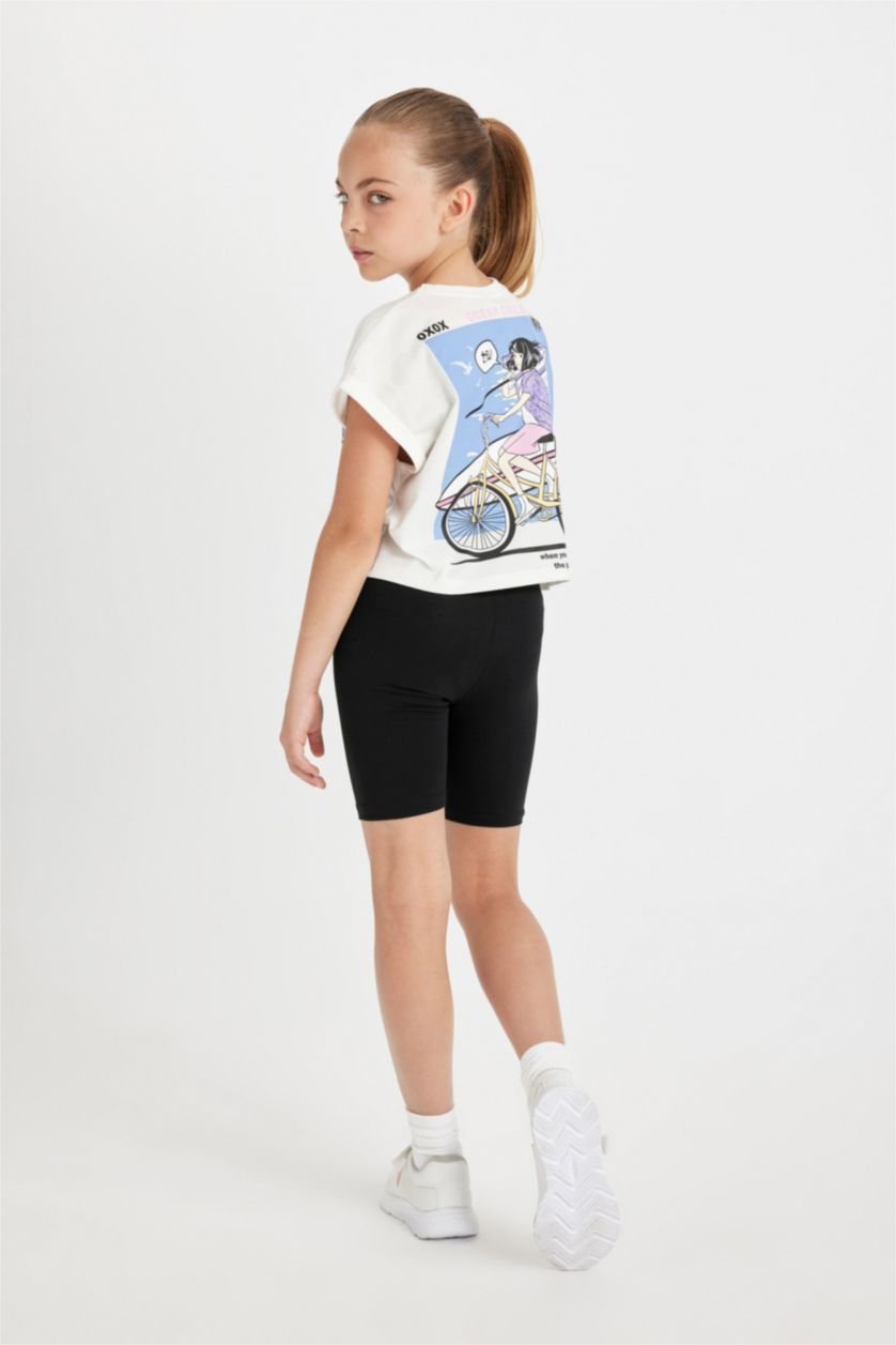 GIRLS & TEENS White Girl Printed Short Sleeve T-Shirt Leggings 2 Piece Set