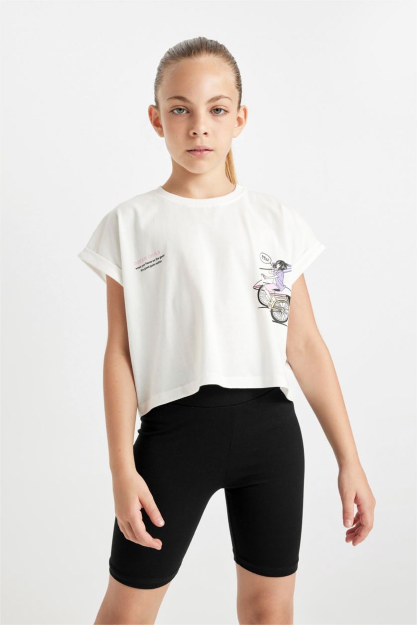 GIRLS & TEENS White Girl Printed Short Sleeve T-Shirt Leggings 2 Piece Set