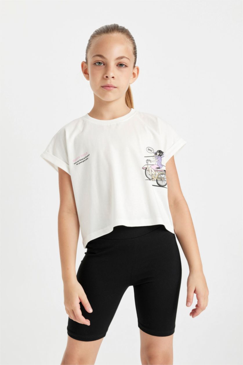 GIRLS & TEENS White Girl Printed Short Sleeve T-Shirt Leggings 2 Piece Set