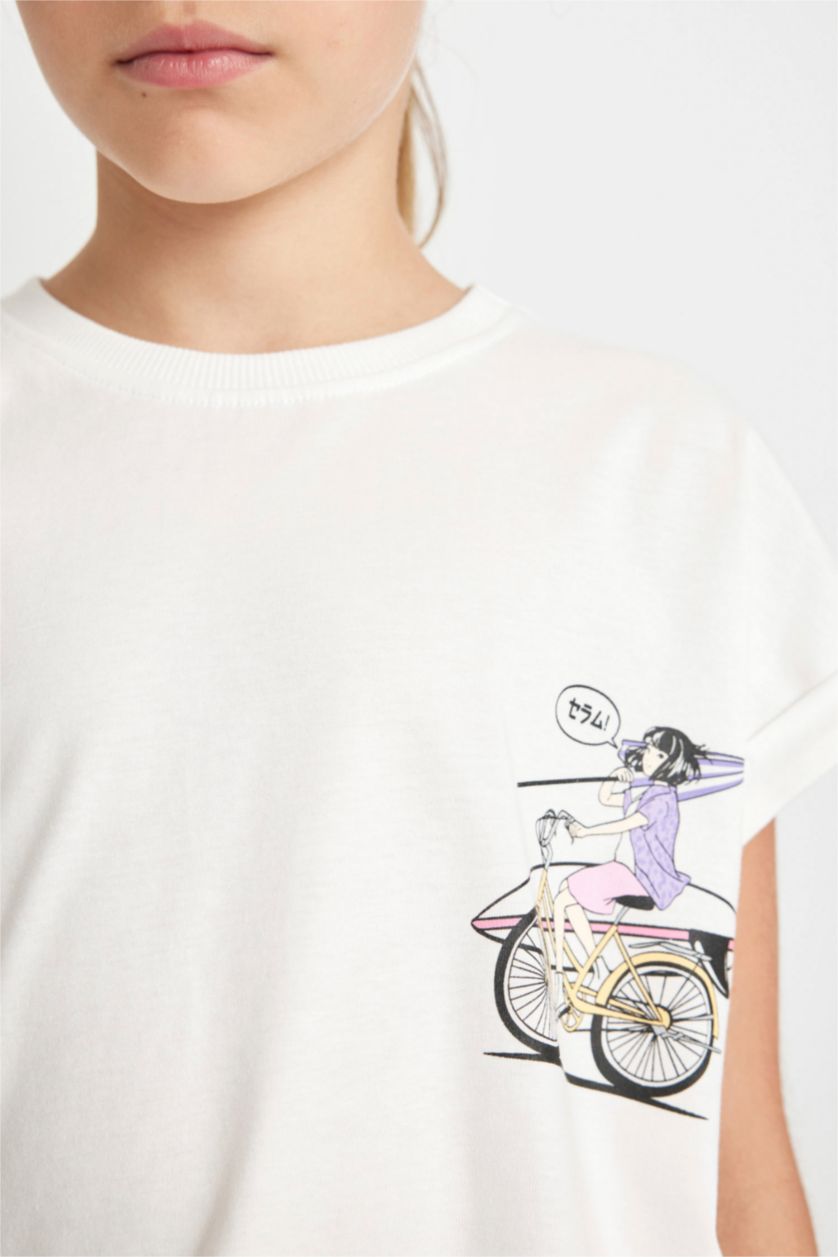 GIRLS & TEENS White Girl Printed Short Sleeve T-Shirt Leggings 2 Piece Set