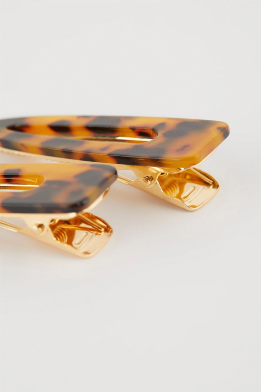 Женщины Разноцветный Заколки-клик-клак с леопардовым узором набор из 2 шт