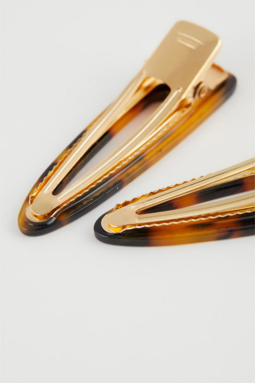 Женщины Разноцветный Заколки-клик-клак с леопардовым узором набор из 2 шт