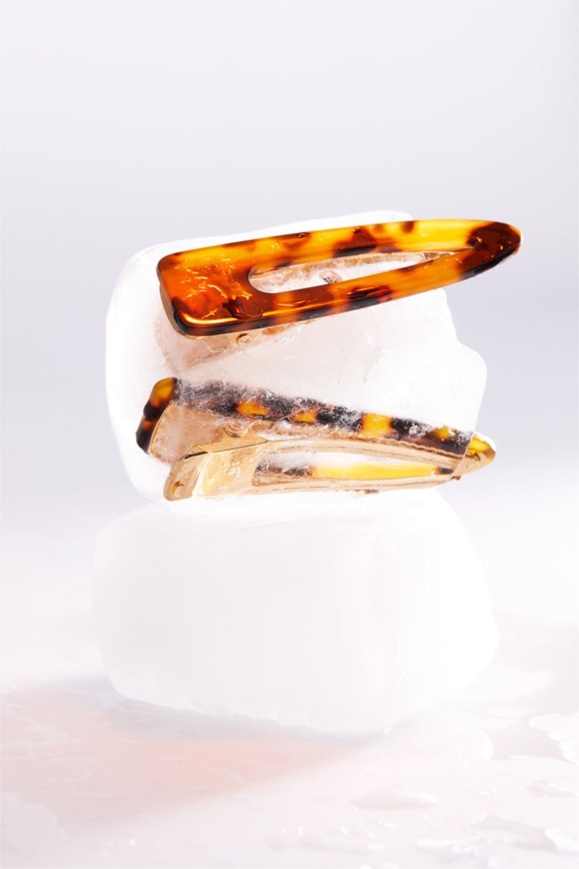 Женщины Разноцветный Заколки-клик-клак с леопардовым узором набор из 2 шт