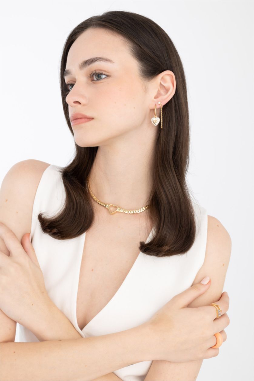 نساء Altın سلسلة نسائية ذهبي على شكل قلب