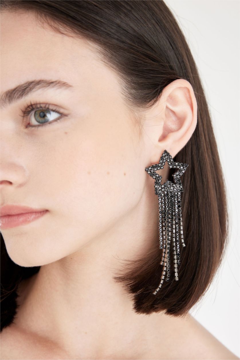 FEMME Noir Boucles d'oreilles étoiles noires pour femme