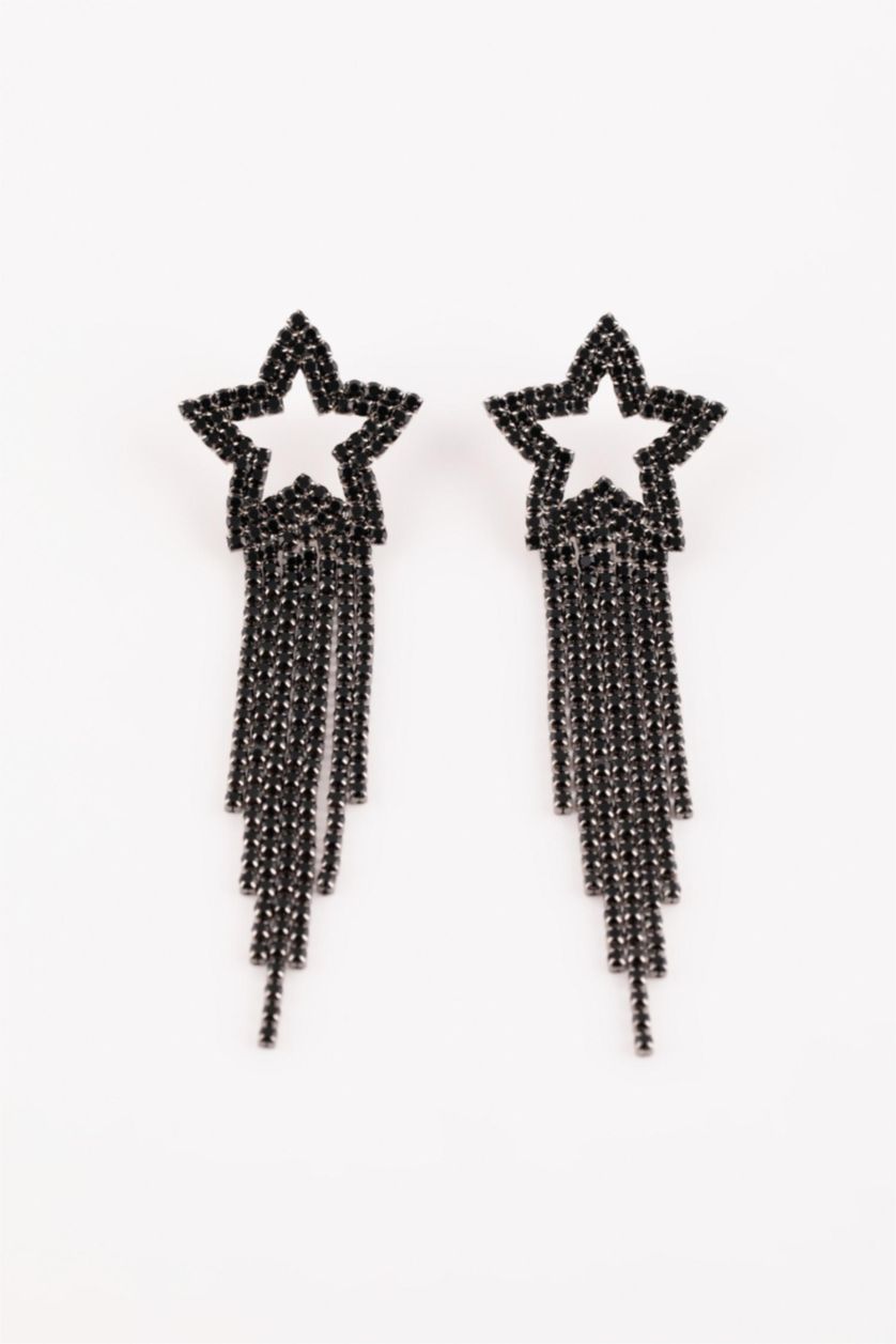 FEMME Noir Boucles d'oreilles étoiles noires pour femme