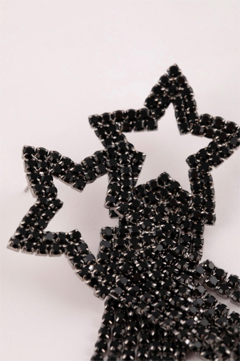 FEMME Noir Boucles d'oreilles étoiles noires pour femme